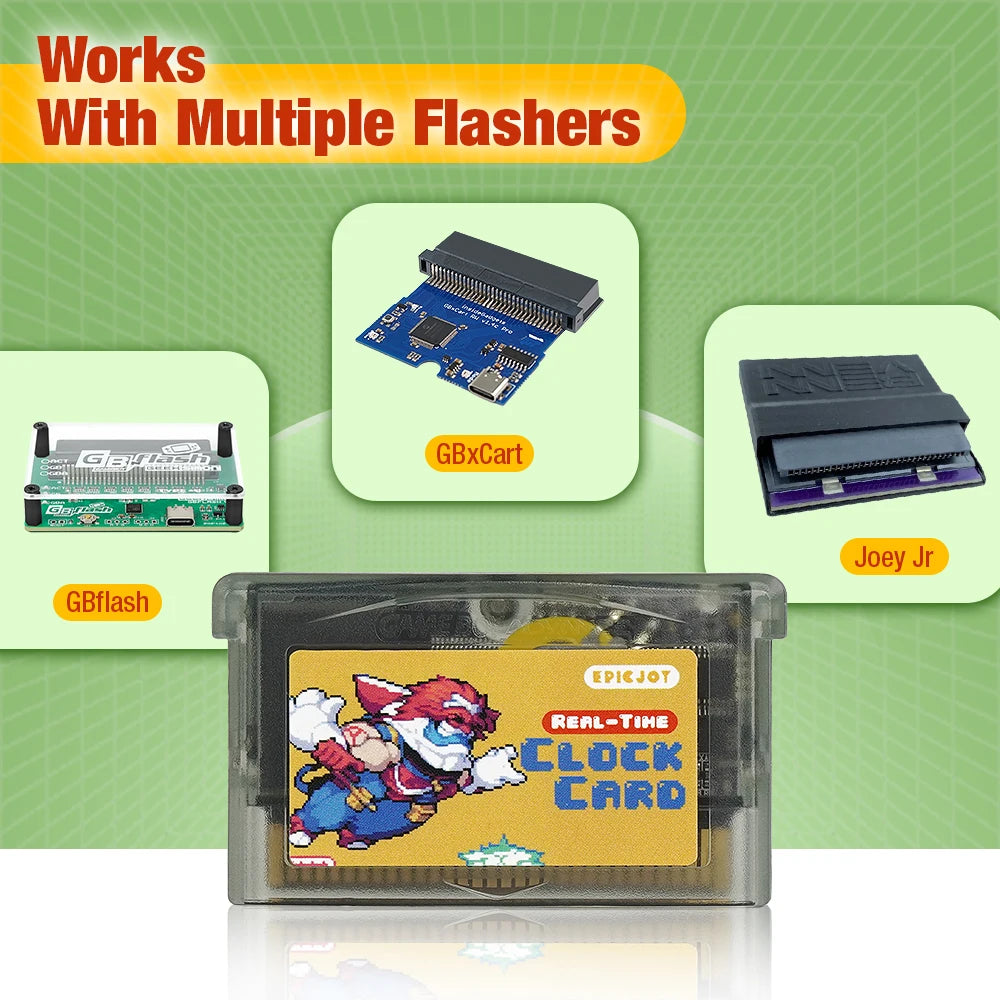 Rewritable GBA Flash Cart - 32MB Storage, 1Mb Flash, Solar + RTC Functionality, Compatible with GBA/DS Series