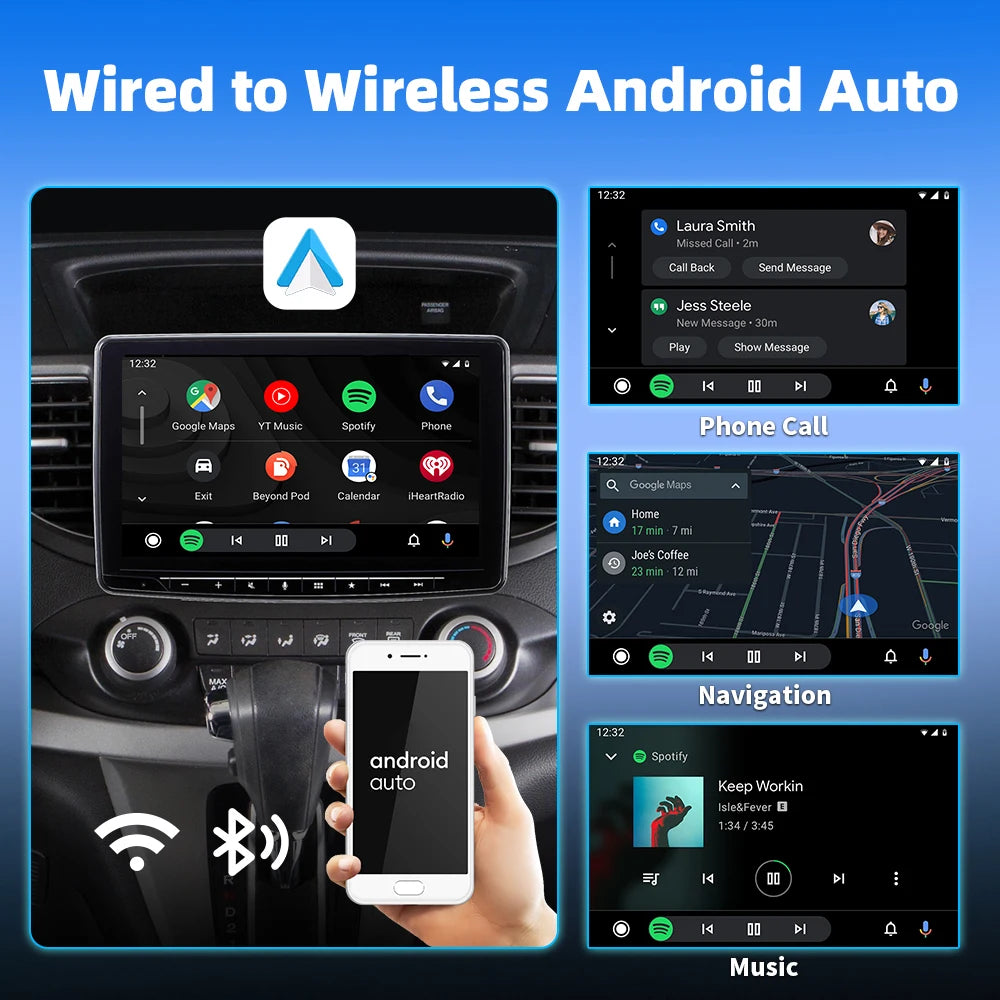 2In1 Wireless Carplay Dongle Wireless Android Auto Adapter AI Smart Box for Car with Wired Carplay Car Intelligent Systems