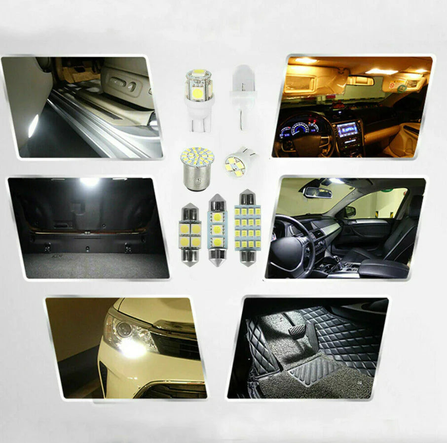 28Pcs Car Interior White Combo LED Map Dome Door Trunk License Plate Light Bulbs