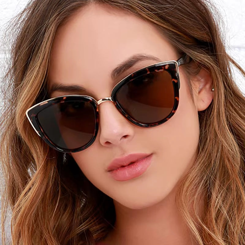 Cat Eye Sunglasses for Women PC with Metal Big Black Fast Selling Luxury Women Polarized Sunglasses Sunwear