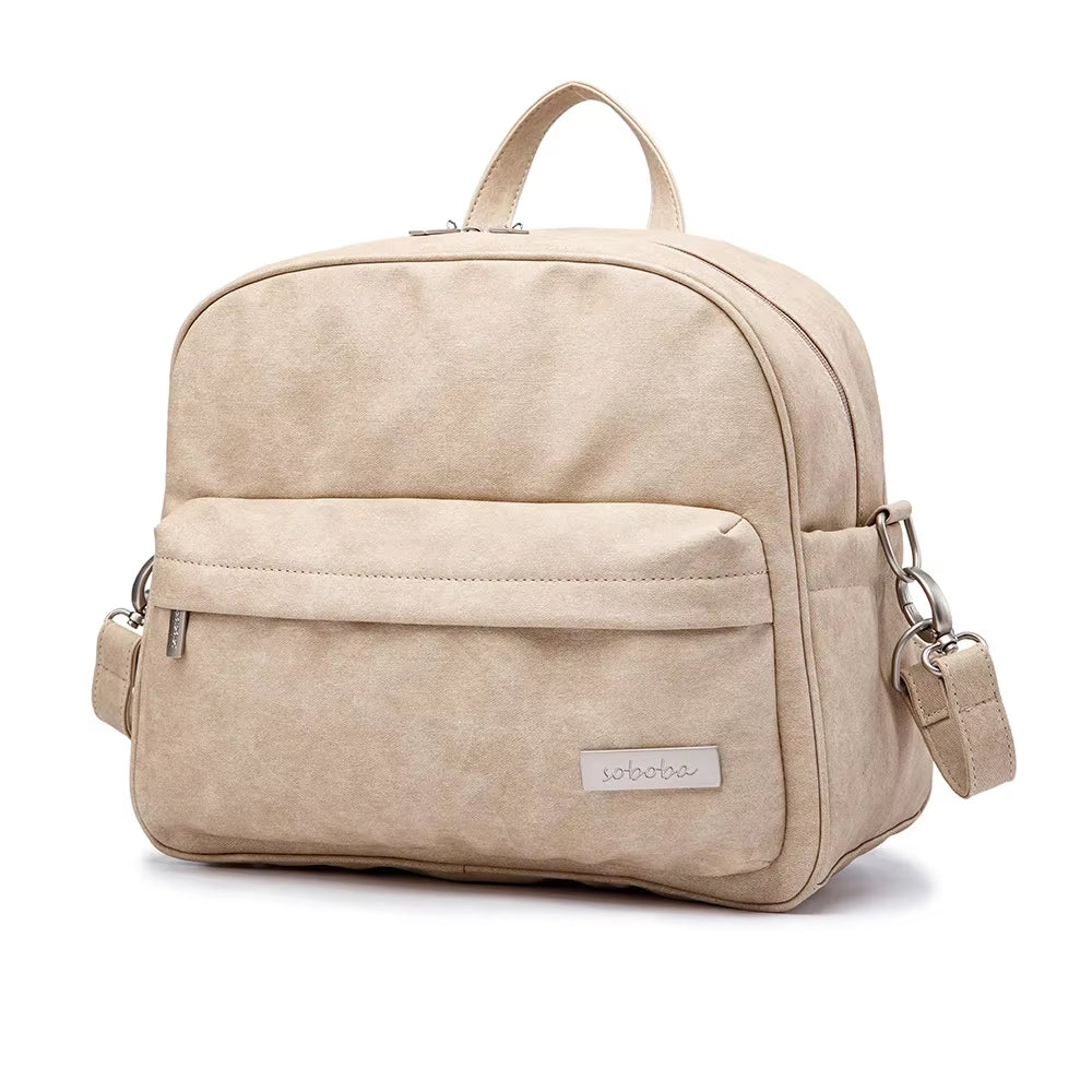 Soboba Solid Fashion Diaper Backpack for Baby Care Waterproof Multi-Function Nappy Changing Bag for Mother Stylish Diaper Bags