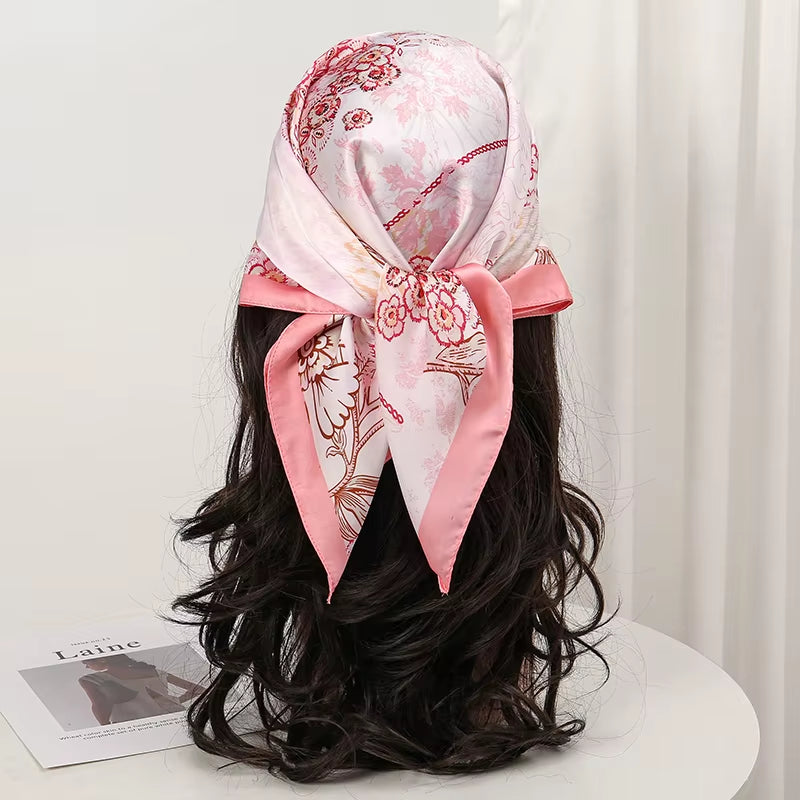2025 New Fashion 70X70Cmprinted Women'S Scarf Pashmina Silk Scarf Square Shawl Decorative Headband Neck Luxury Design Bandana