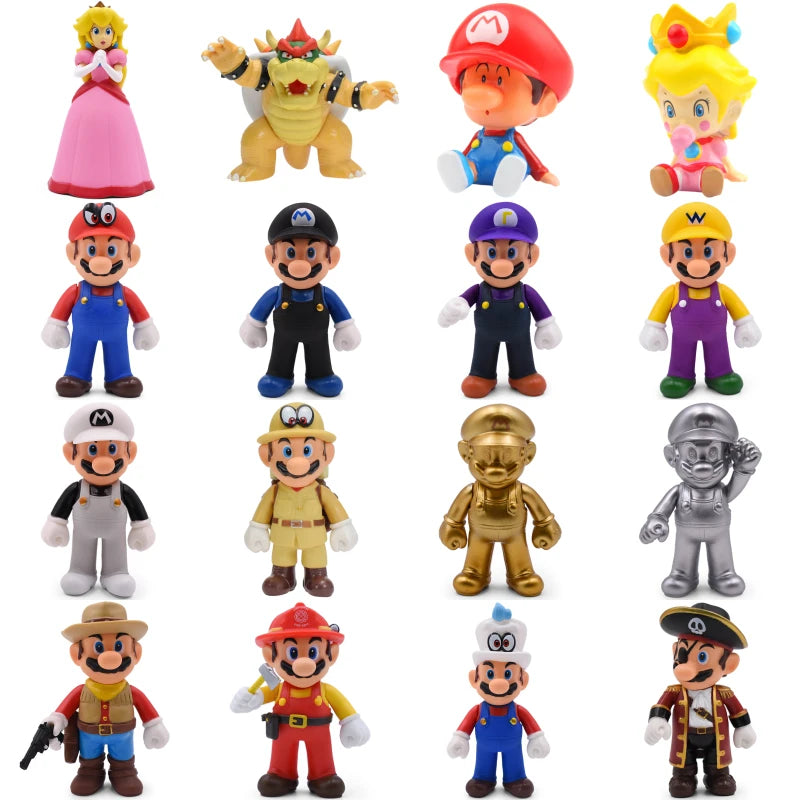 MARIO Series Princess Peach Bowser Cool PVC Action Figure Toys Mario Bros Koopa Troopa Donkey Kong Cappy Anime Model Dolls Gifts