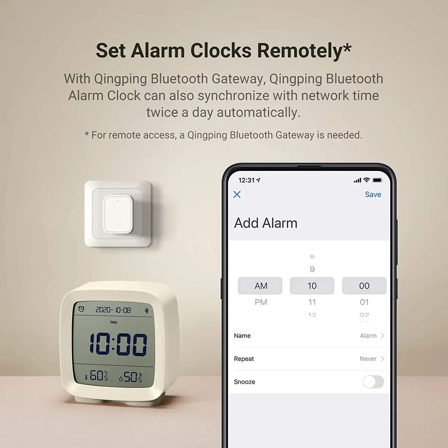Cleargrass Bluetooth Smart Alarm Clock Temperature Humidity Display LCD Screen Adjust Night Light for Mihome APP