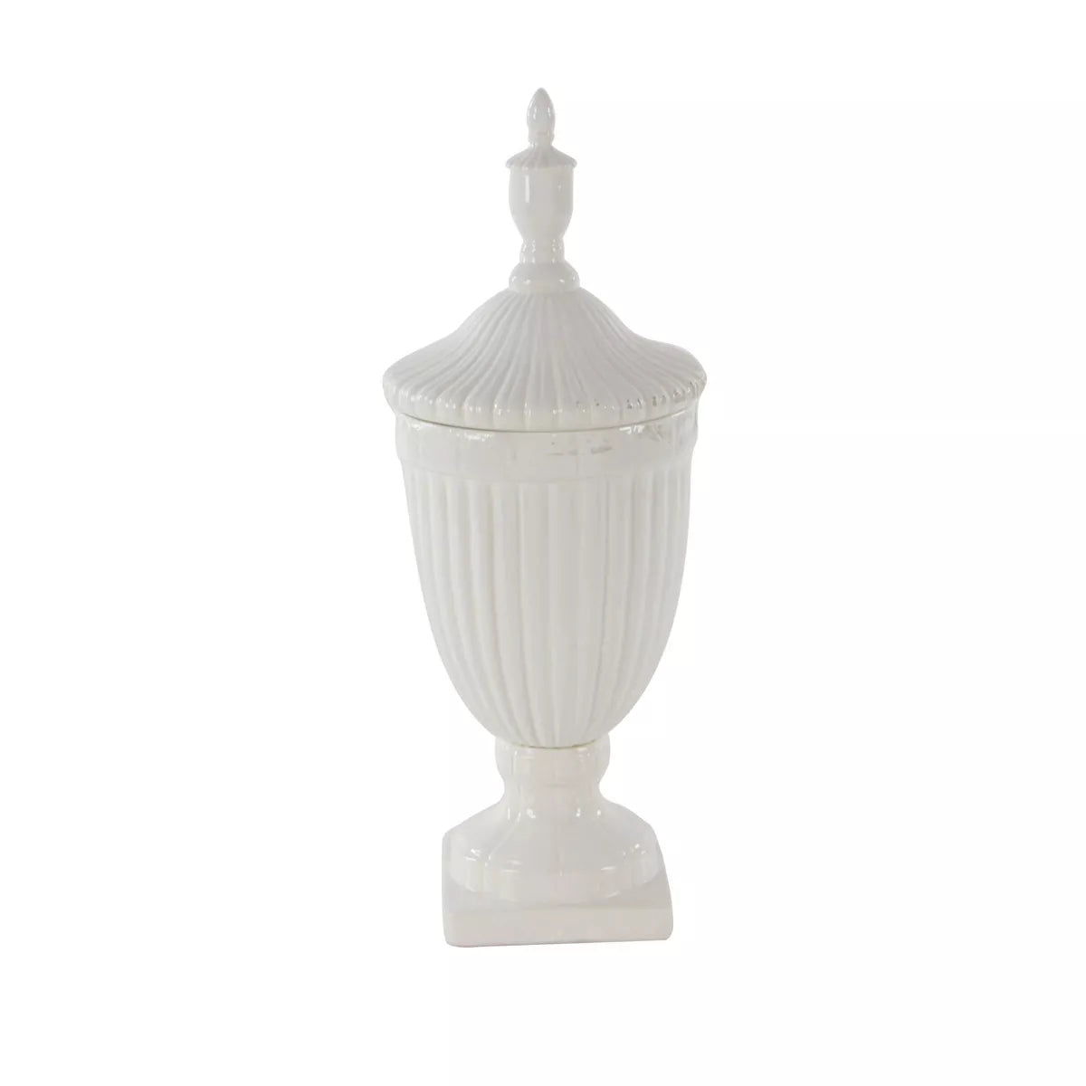 26-Inch Contemporary White Ceramic Vase - Elegant Large Tabletop Decor with Unique Design