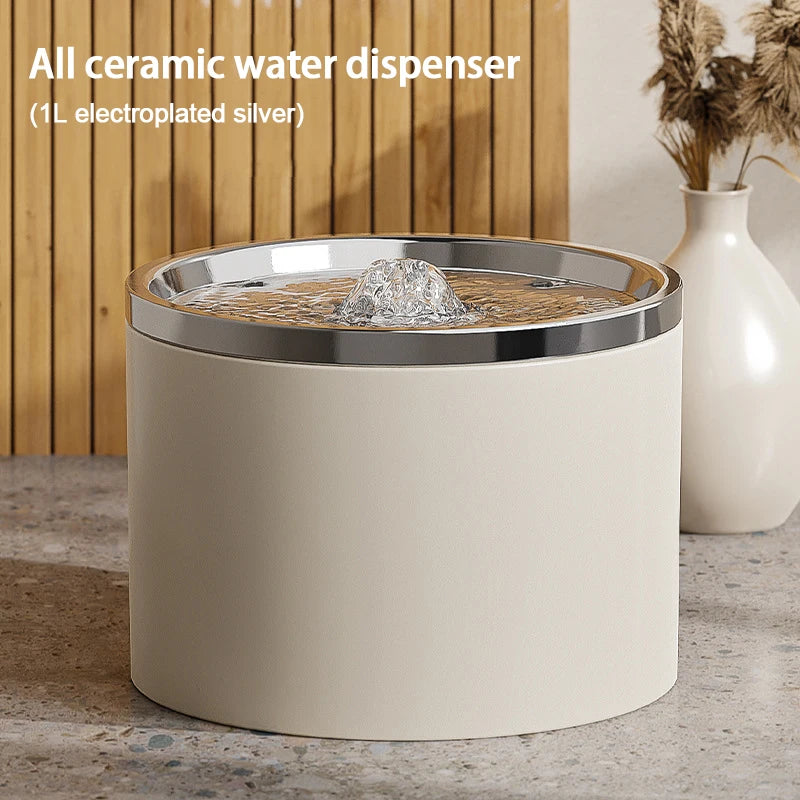 Ultra-Quiet Pet Cat Automatic Water Fountain Filter Dispenser for Dog Flowing Silent Circulation Filtration Ceramic Water Feeder