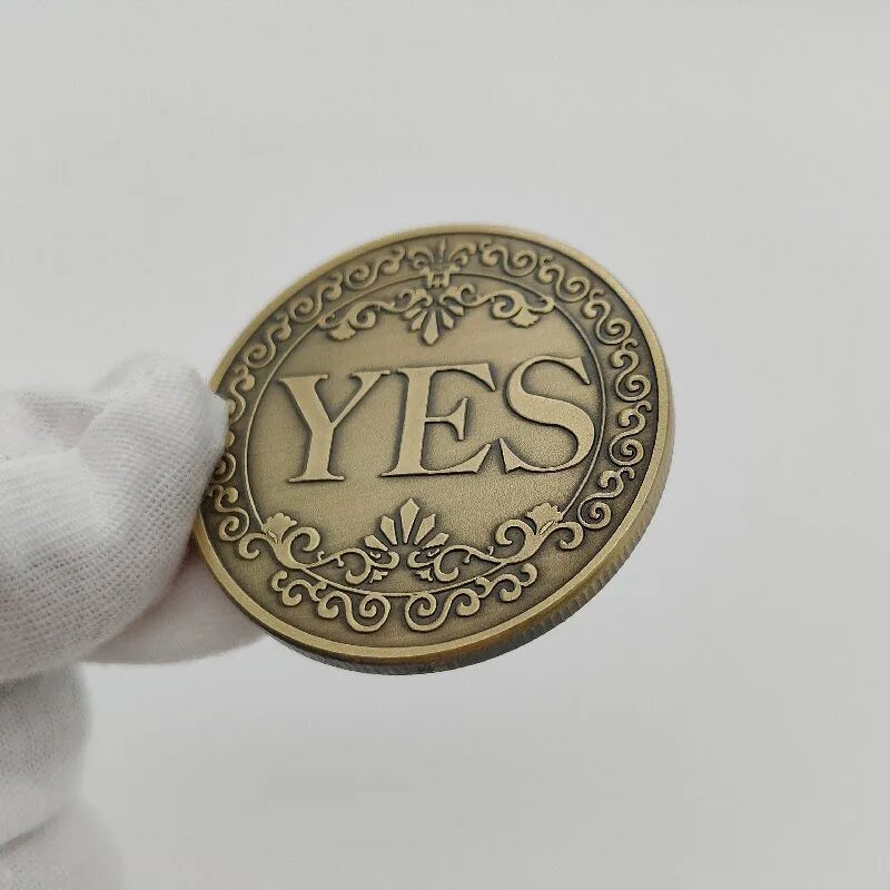 1PC Bronze Yes or No Commemorative Coin Souvenir Non-Currency Coins Game Prop Challenge Coins Collection Decoration Crafts