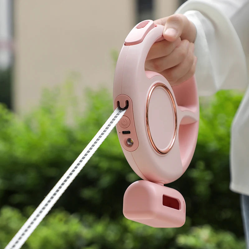 3M Retractable Dog Leash with LED Light, 500Mah USB Rechargeable, Anti-Pull & Night Safety Walking Lead for Pet