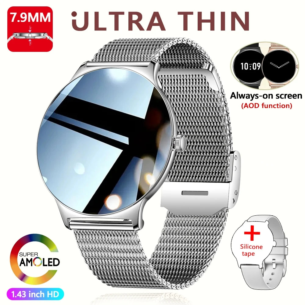 New Ultra Thin Smart Watch Women Screen Always Display Time Sports Bracelet Bluetooth Call Fashion Smartwatch