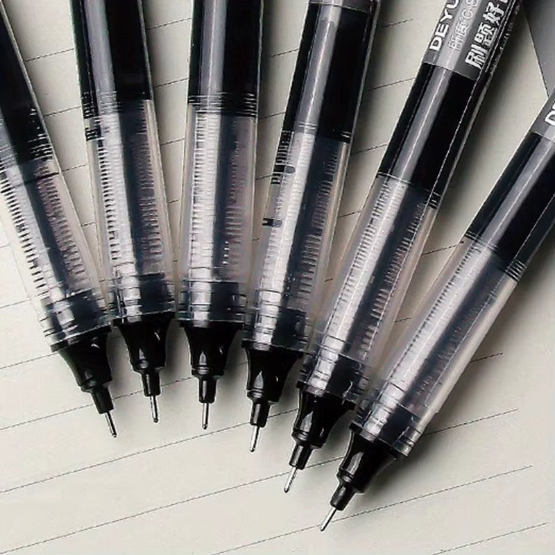24 Pcs Straight Liquid Ball Pen Quick Drying Test Signature Gel Pen 0.5Mm Black Blue Ink School Office Ball Pen