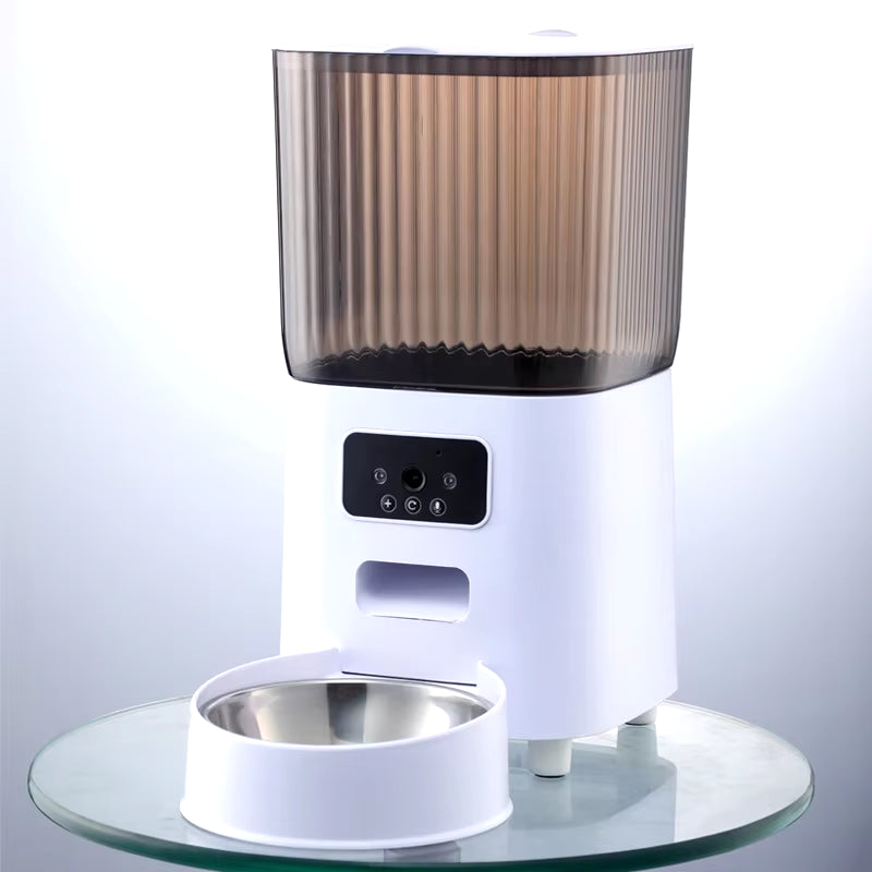 5L Pet Feeder with Camera Automatic Cat Feeder Smart Dog Food Dispenser Wifi Timing Stainless Steel Feeding Bowl(No 5V 2A Plug)