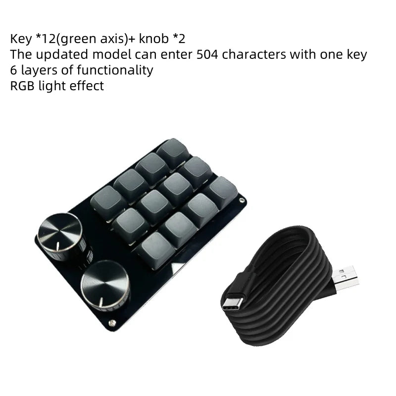 Programming Macro Custom 2 Knob Bluetooth Keyboard RGB 12 Key Copy Paste Mini Button Gaming Keypad Mechanical Hotswap Macropad