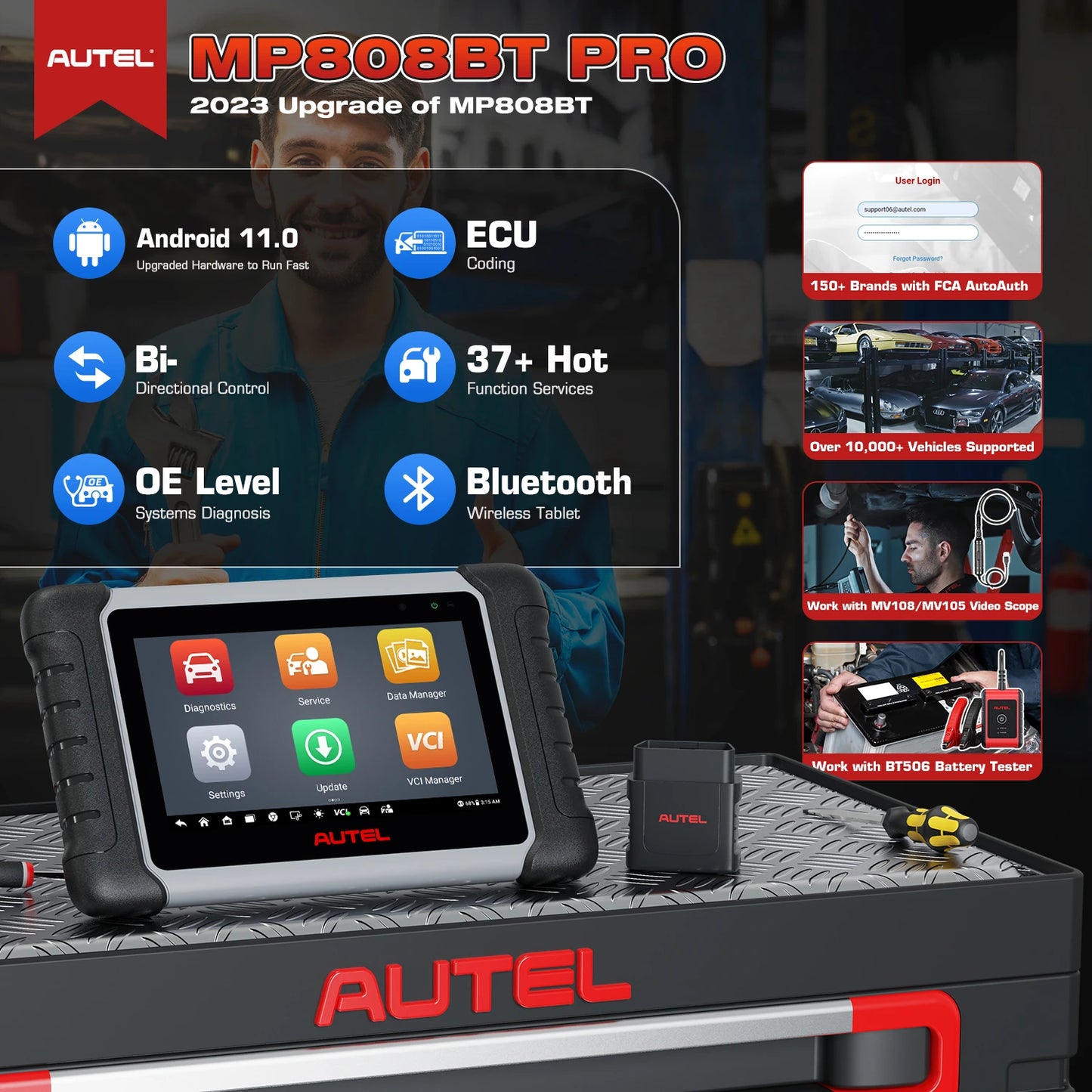 Autel Maxipro MP808BT PRO Auto Diagnostic All System Scanner Upgrade of DS808 Same Function as MS906