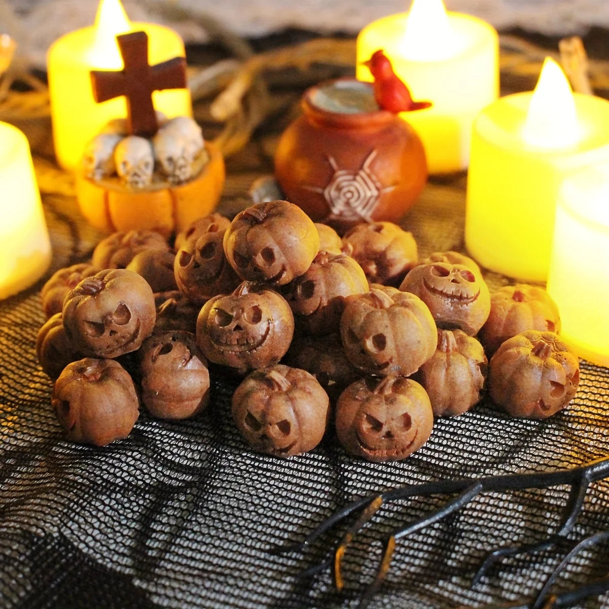 6/10 Pieces Miniature Pumpkin Figurines Decorative Fairy Halloween Garden Adornments Resin for Desk Outdoor Garden Home Party