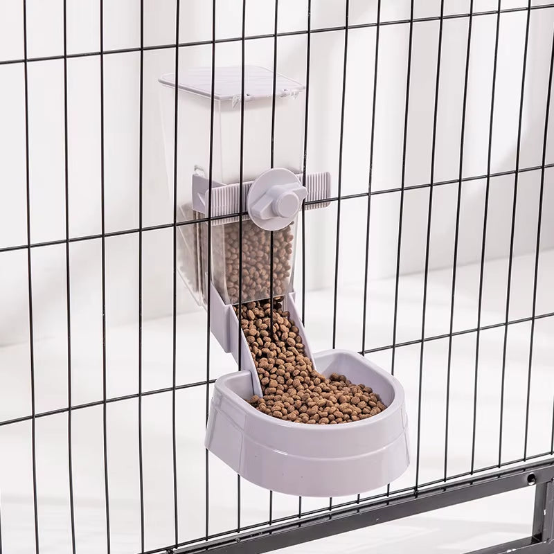 Automatic Pet Feeder Cage Hanging Bowl Water Bottle Food Container Dispenser for Puppy Cats Rabbit Birds Pet Feeding Product