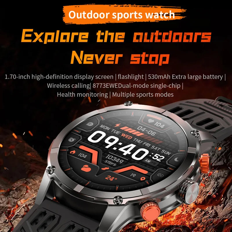 CF55 Smart Watch Men Outdoor Sport Fitness Tracker Large Screen LED Smartwatch 1.7Inch BT Calling Health Monitoring Smartwatches