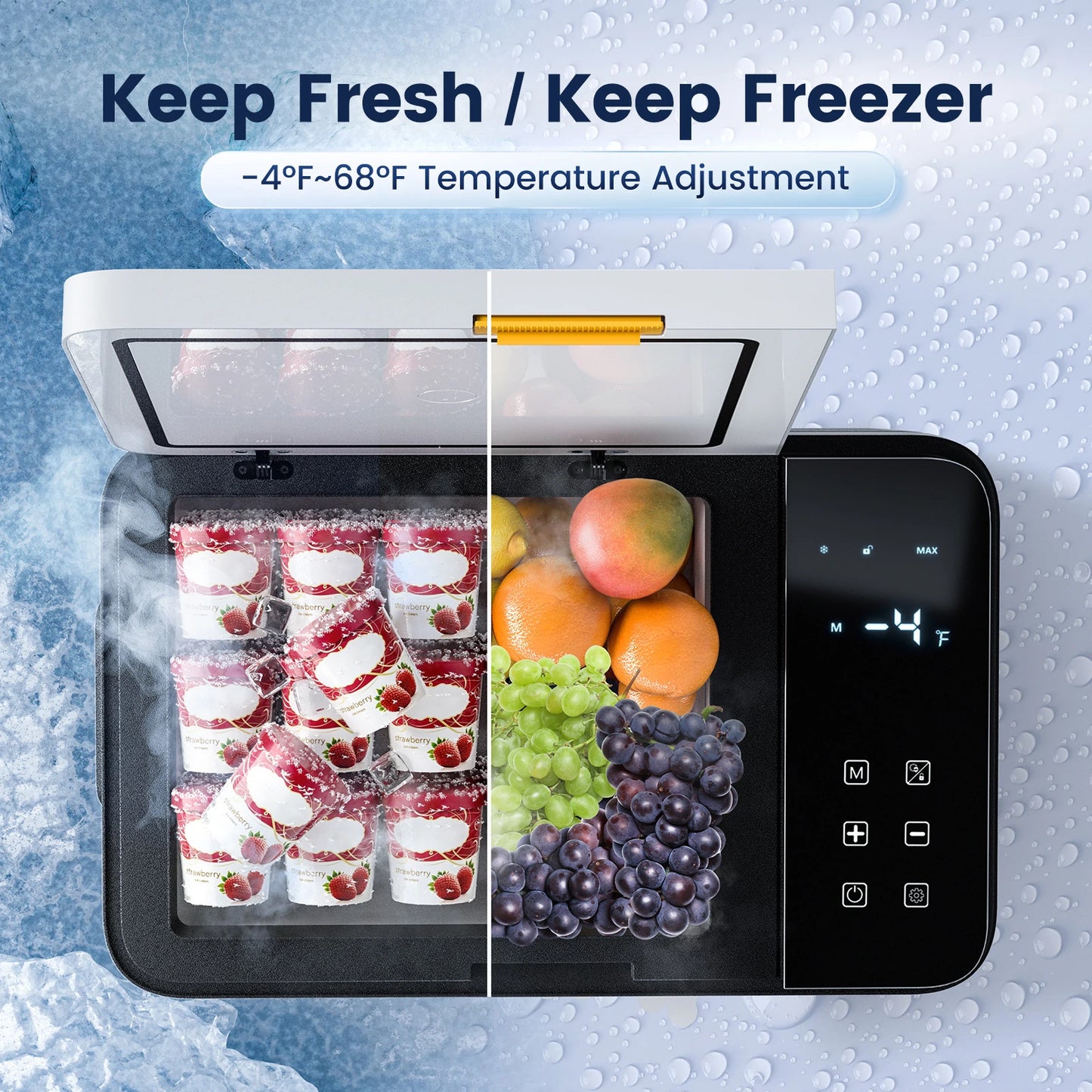 12 Volt Car Refrigerator 22Quart 12V Car Fridge Portable Freezer with Compressor 21L Mini Electric Cooler (-4℉~68℉) with 12/24V DC & 110V AC for Camping, RV, Travel, Truck, Boat and Home Use
