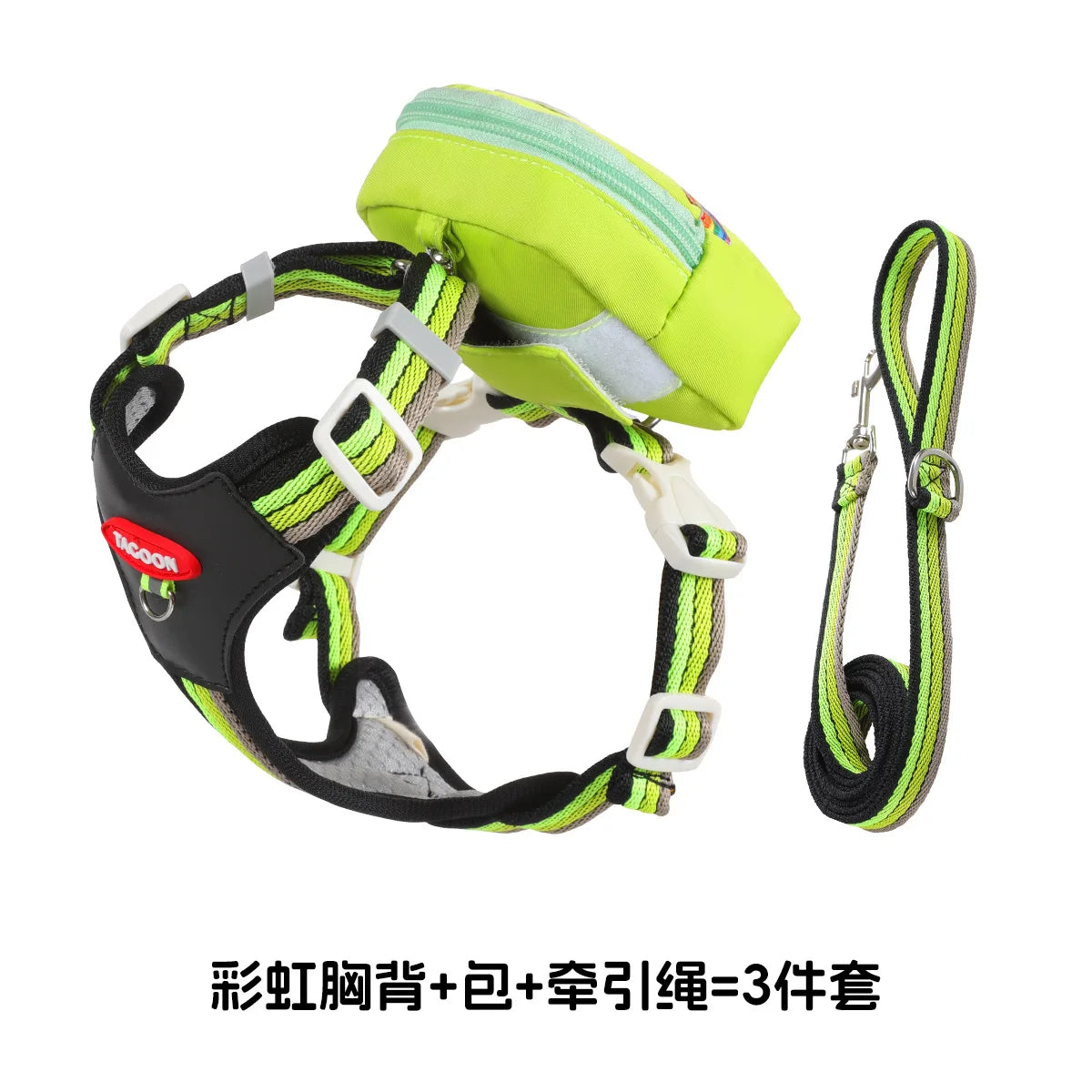 Adjustable No-Pull Dog Harness with Backpack Leash Set - Lightweight Mesh Vest for Small to Medium Dogs