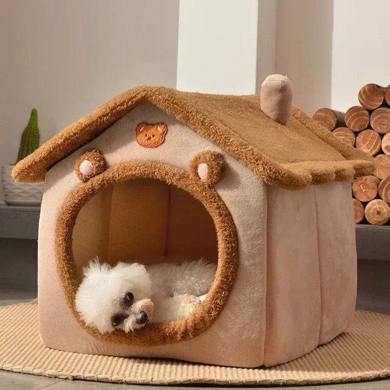 Cozy Foldable Dog House Bed Mat - Perfect Winter Retreat for Small to Medium Dogs and Cats