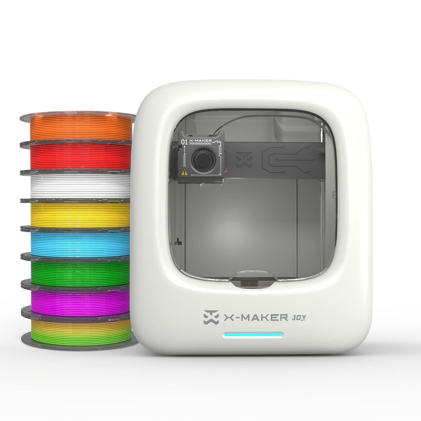 X-MAKER JOY 3D Printer for Kids High Precision 0.05Mm 200Mm/S Printing Speed Wi-Fi USB Enclosed Safe Design AI Voice Interaction Customization with 4Er/8Er Colorful PLA Filament Set