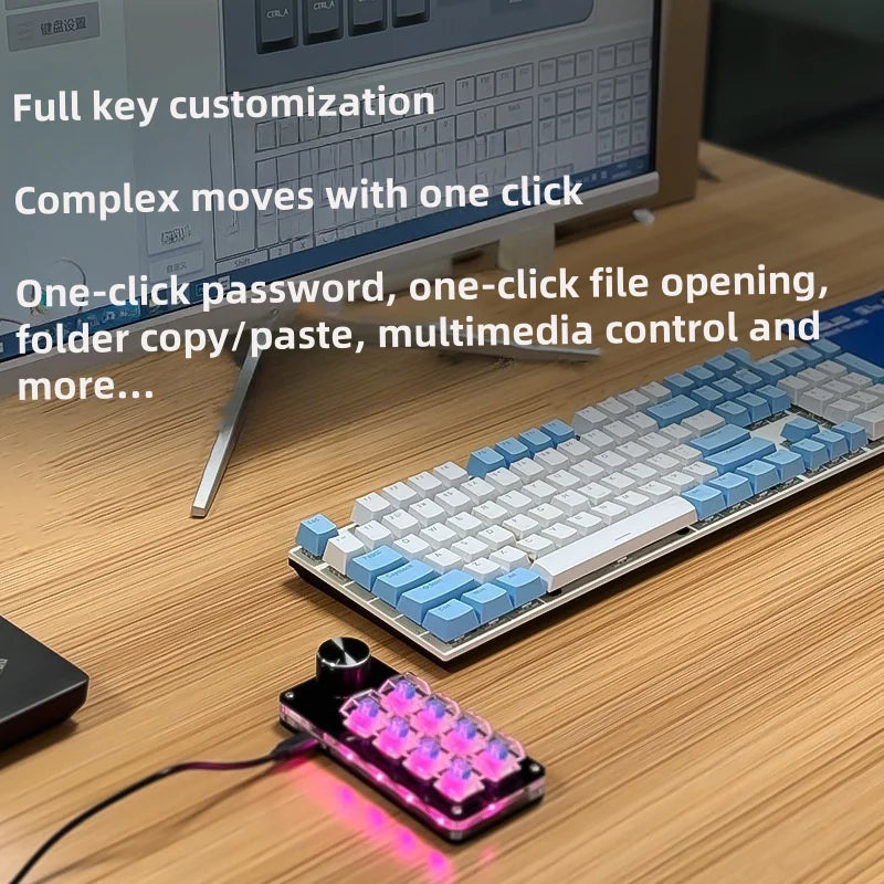 Programming Macro Custom 2 Knob Bluetooth Keyboard RGB 12 Key Copy Paste Mini Button Gaming Keypad Mechanical Hotswap Macropad