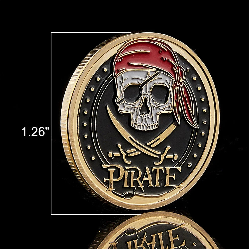 Skull Pirate Ship Gold Treasure Coin Lion of the Sea Running Wild Collectible Vaule Coin Collectible
