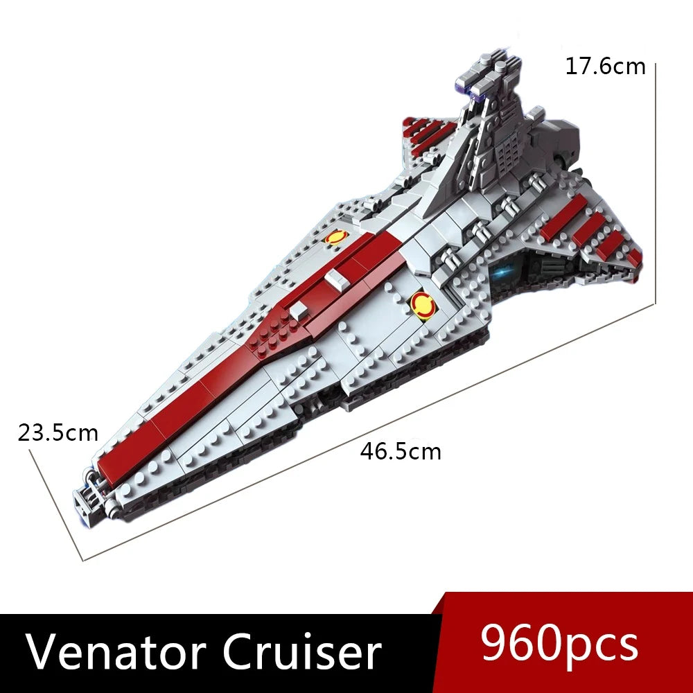 67106 JIESTAR High-Tech Moc Venator Attack Cruiser Fighter Destroyer Brick Technical Model Building Star Blocks Space Ship Toys