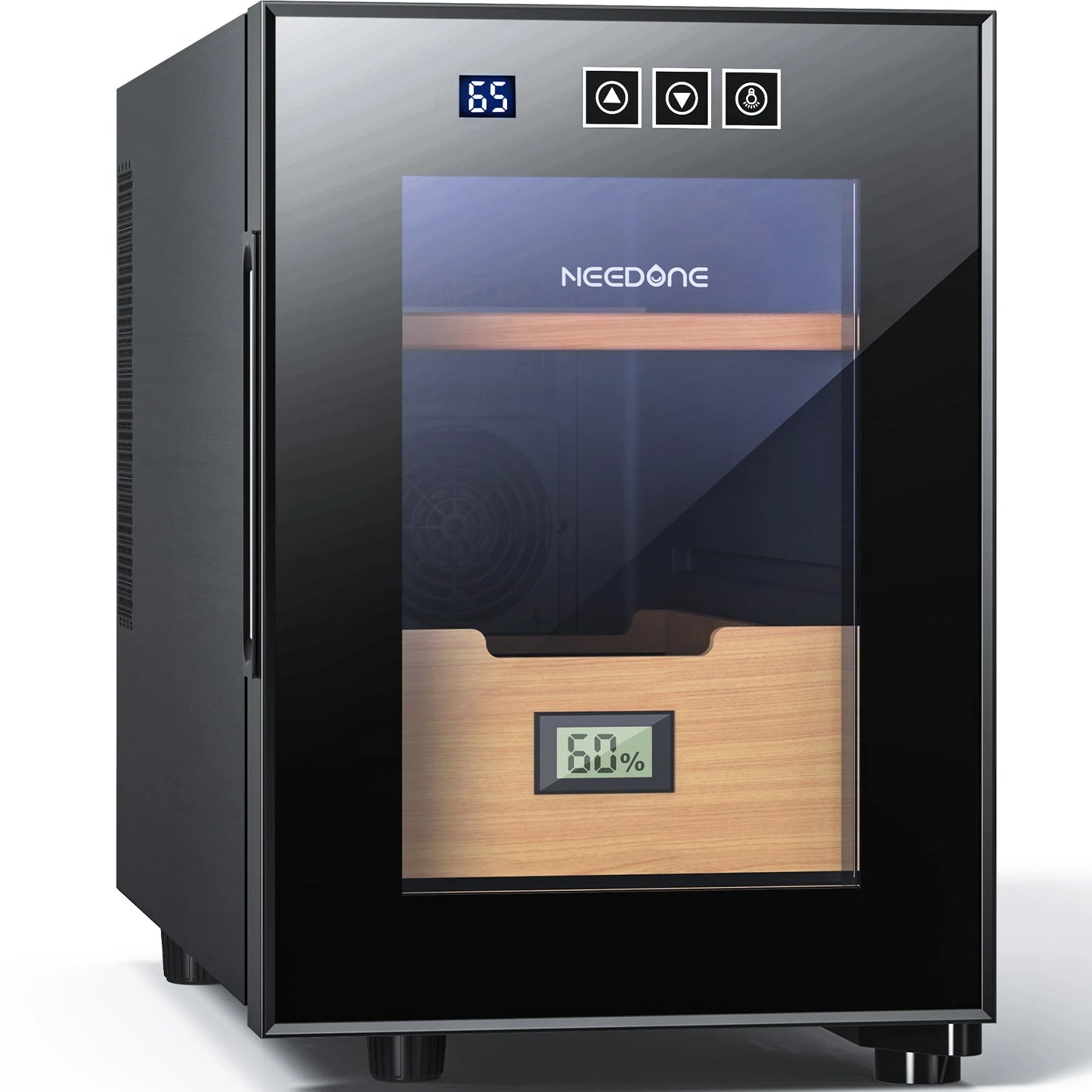 Humidor 16L with Cooling and Heating Temperature Control System Electric Cooler for 100 Counts with Digital Hygrometer Made with Spanish Cedar Wood Gift for Men 2 Layers