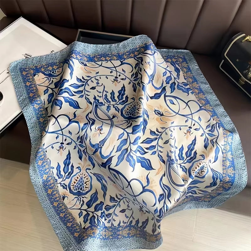 2025 New Fashion 70X70Cmprinted Women'S Scarf Pashmina Silk Scarf Square Shawl Decorative Headband Neck Luxury Design Bandana