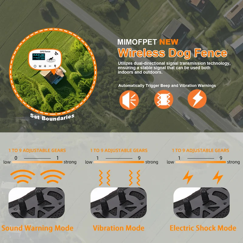 Advanced 5000Ft Wireless Electronic Dog Fence with GPS Technology and Adjustable Reflective Rechargeable Harness