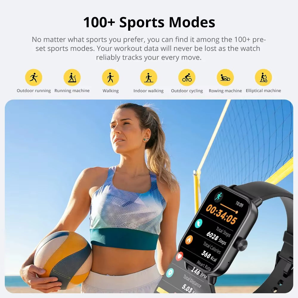 P81 Voice Calling Smart Watch Ultra 1.9'' HD Screen 24H Health Monitor 100+ Sports Modes 200+ Watch Faces Smartwatch