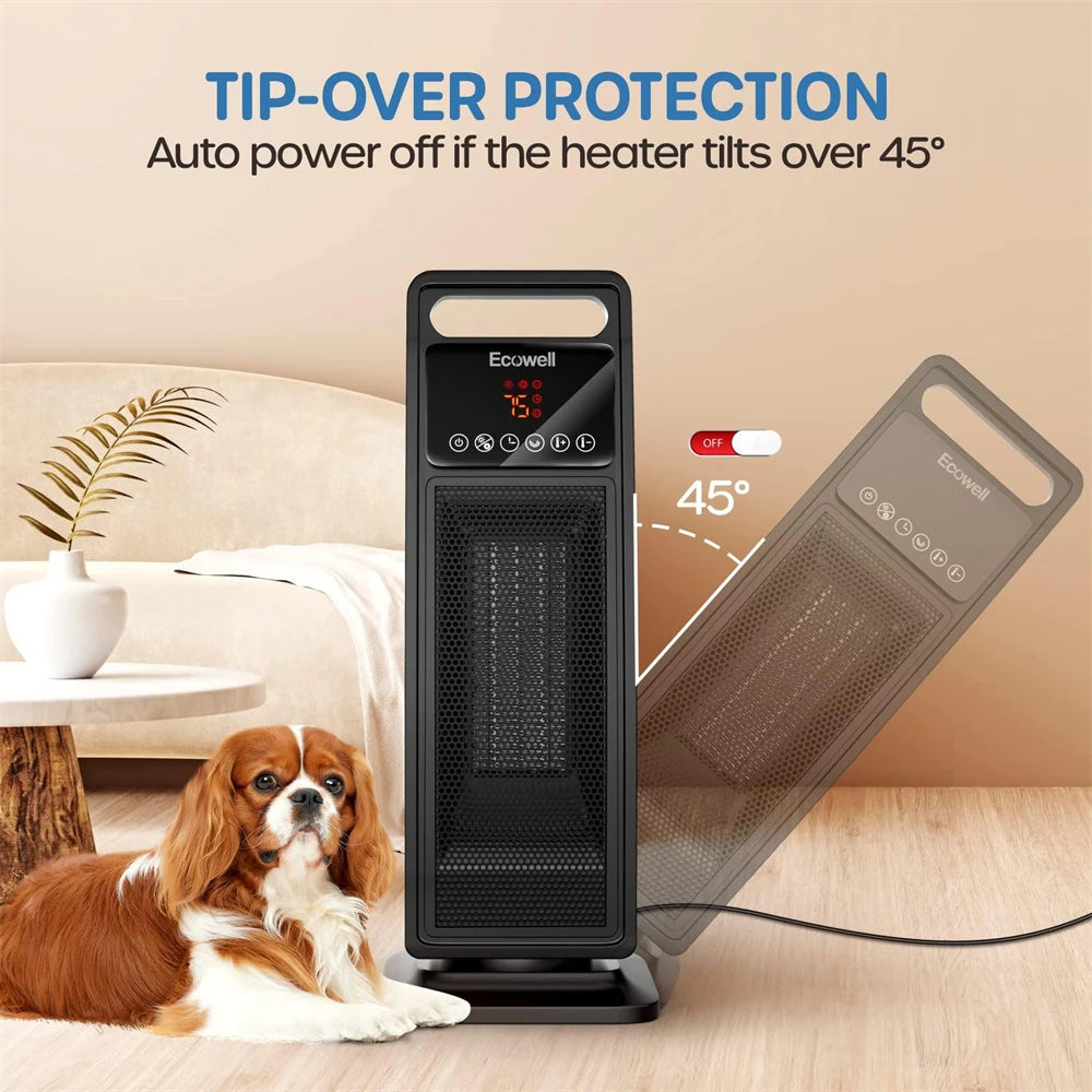 Ecowell 21" Tower Heater with Remote 2000W Ceramic Warm Air Fan Portable Heater for Home Bedroom Office