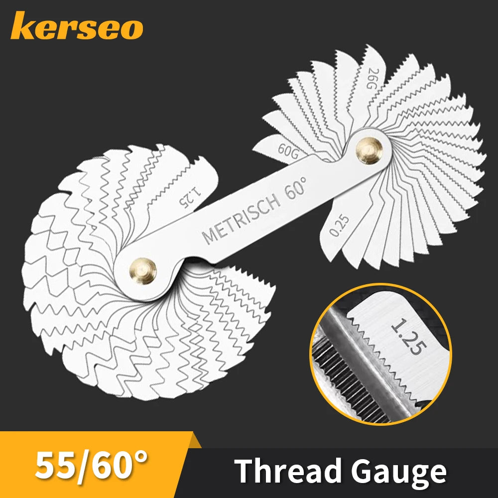55/60 Degree Thread Plug Gauge Metric Imperial Gear Tooth Screw Pitch Gauges Carbon Steel Measuring Tool Tap Thread Measurement