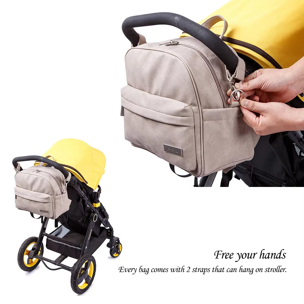 Soboba Solid Fashion Diaper Backpack for Baby Care Waterproof Multi-Function Nappy Changing Bag for Mother Stylish Diaper Bags