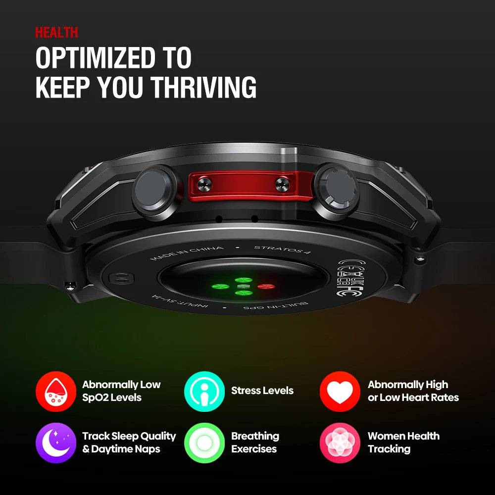 NEW 2025 Stratos 4 GPS Smartwatch 1.43" AMOLED Screen Compass Barometric Altimeter Flashlight Voice Calling Smart Watch