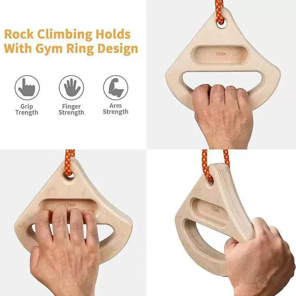 Portable Hangboard Rock Climbing, 2 Pack Triangular Wooden Climbing Fingerboard with 3 Multi-Depth Pockets, Finger Strength, Arm Workout & Pull-Up Training