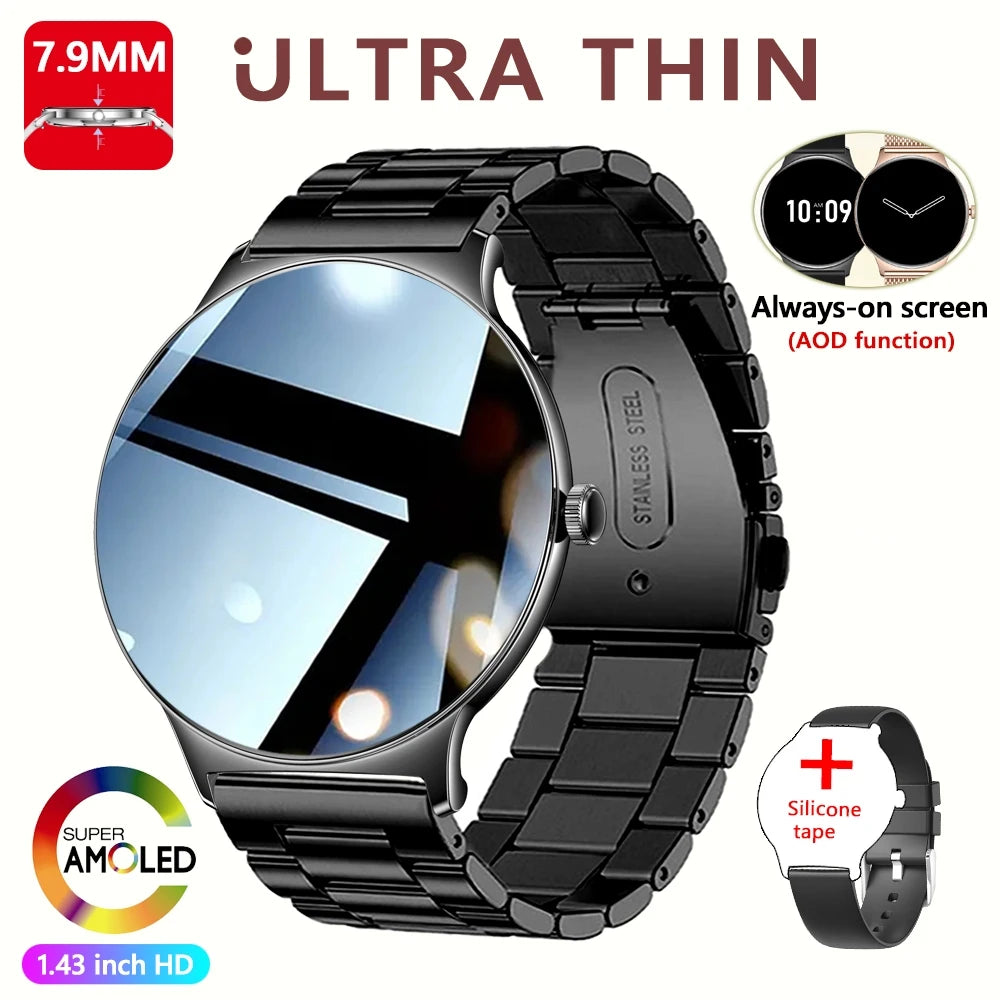 New Ultra Thin Smart Watch Women Screen Always Display Time Sports Bracelet Bluetooth Call Fashion Smartwatch