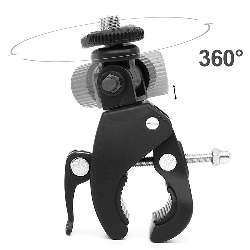 Universal 360 Degree Rotating 1/4 Camera DV Bike Bicycle Handlebar Clamp Bracket Tripod Mount Screw Clip for Sport Camera GOPRO
