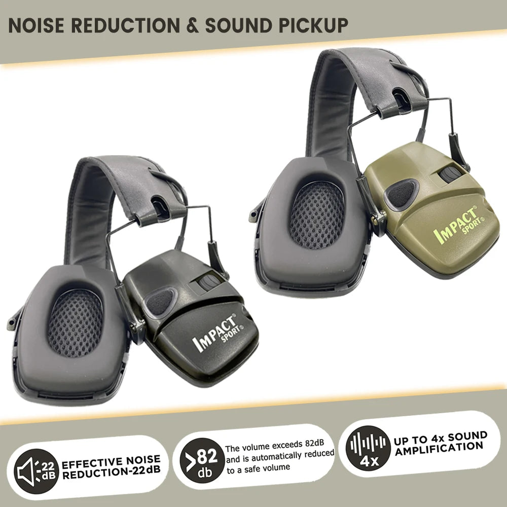 Shooting Electronic Ear Protection Safety Earmuffs Impact Noise Reduction Slim Hearing Protector for Huning Nrr22Db