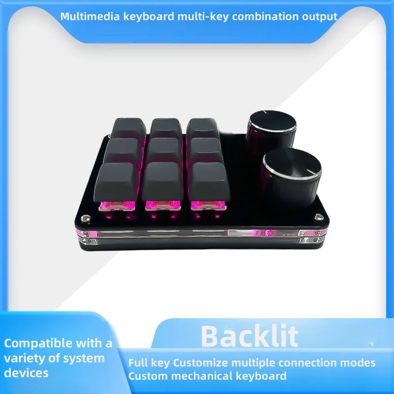 Programming Macro Custom 2 Knob Bluetooth Keyboard RGB 12 Key Copy Paste Mini Button Gaming Keypad Mechanical Hotswap Macropad