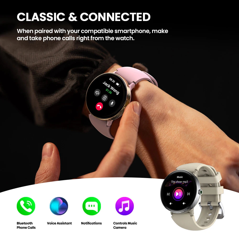 The NEW 2025 Lily 2 Voice Calling Female Smartwatch 1.2" AMOLED Screen Double Strap Health Management Sports Smart Watch