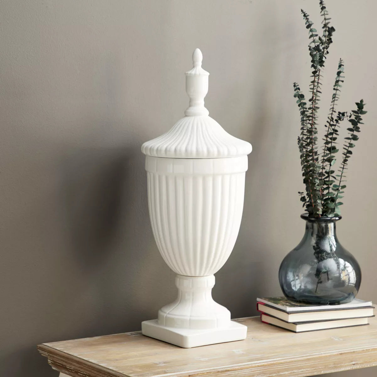 26-Inch Contemporary White Ceramic Vase - Elegant Large Tabletop Decor with Unique Design
