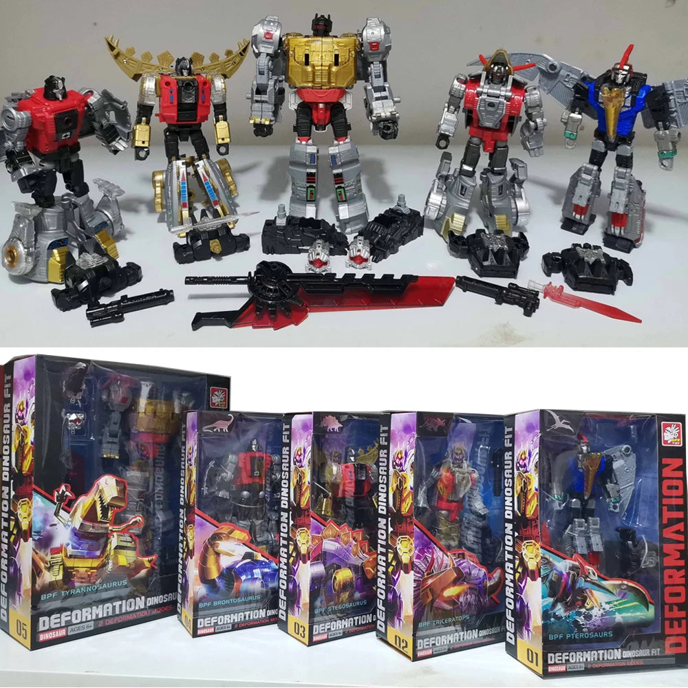 BPF 5IN1 Combination Transformation Toy G1 Dinosaur Dinoking Volcanicus Deformation Grimlock Swoop Sludge Slag Snarl Model Robot