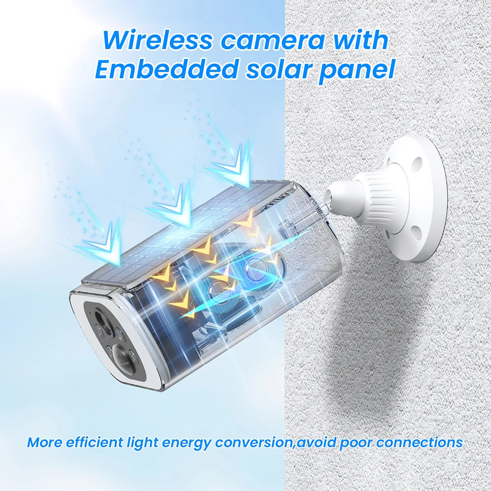 Outdoor Solar Security Camera with Battery 3MP 2.4G WIFI Camera Battery Cloud Storage Color Night Vision Can'T Add NVR