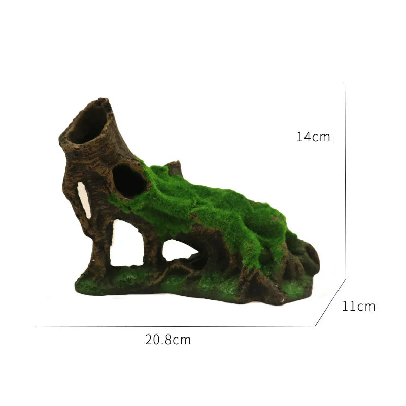 Fish Tank Reptile Box Landscaping Decoration Creative Resin Ornament Lizard Gecko Tree Root Hide Cave Amphibians Terrarium Decor