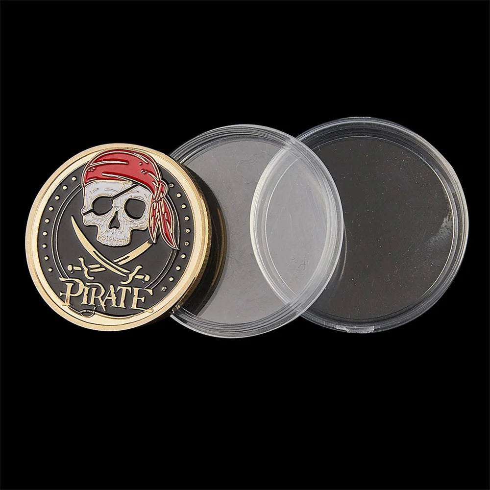 Skull Pirate Ship Gold Treasure Coin Lion of the Sea Running Wild Collectible Vaule Coin Collectible