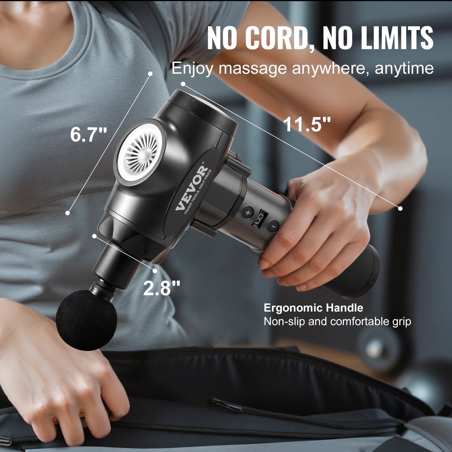 Massage Gun Deep Tissue with 9 Speed Levels & 6 Massage Heads, 24V 2500Mah Batteries, Percussion Muscle Massager for Athletes, Handheld Electric Massage Gun for Pain Relief, Muscle Relaxation