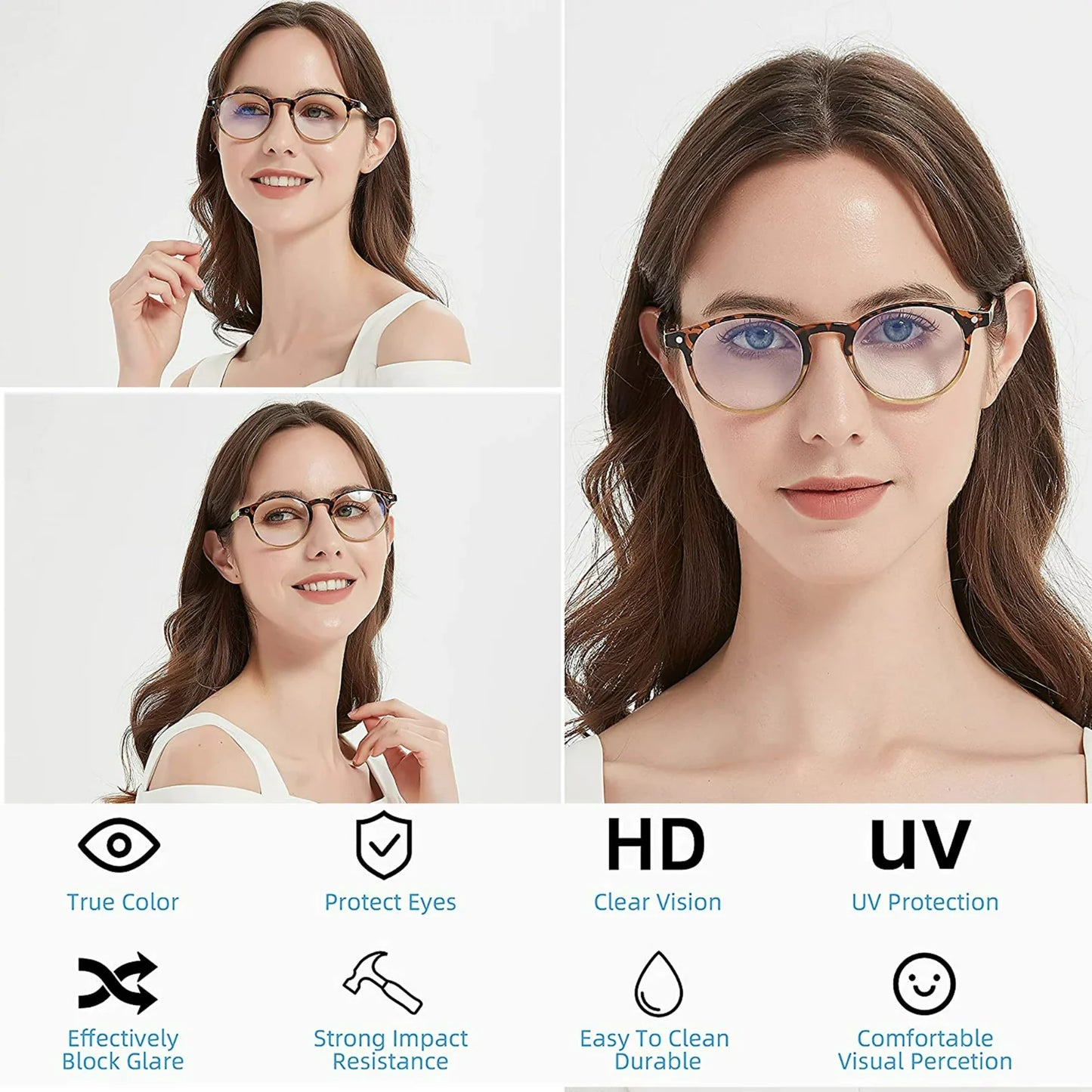 4 Pairs Mens Women Spring Hinge round Horn Power Oval Reading Reader Glasses 1-4