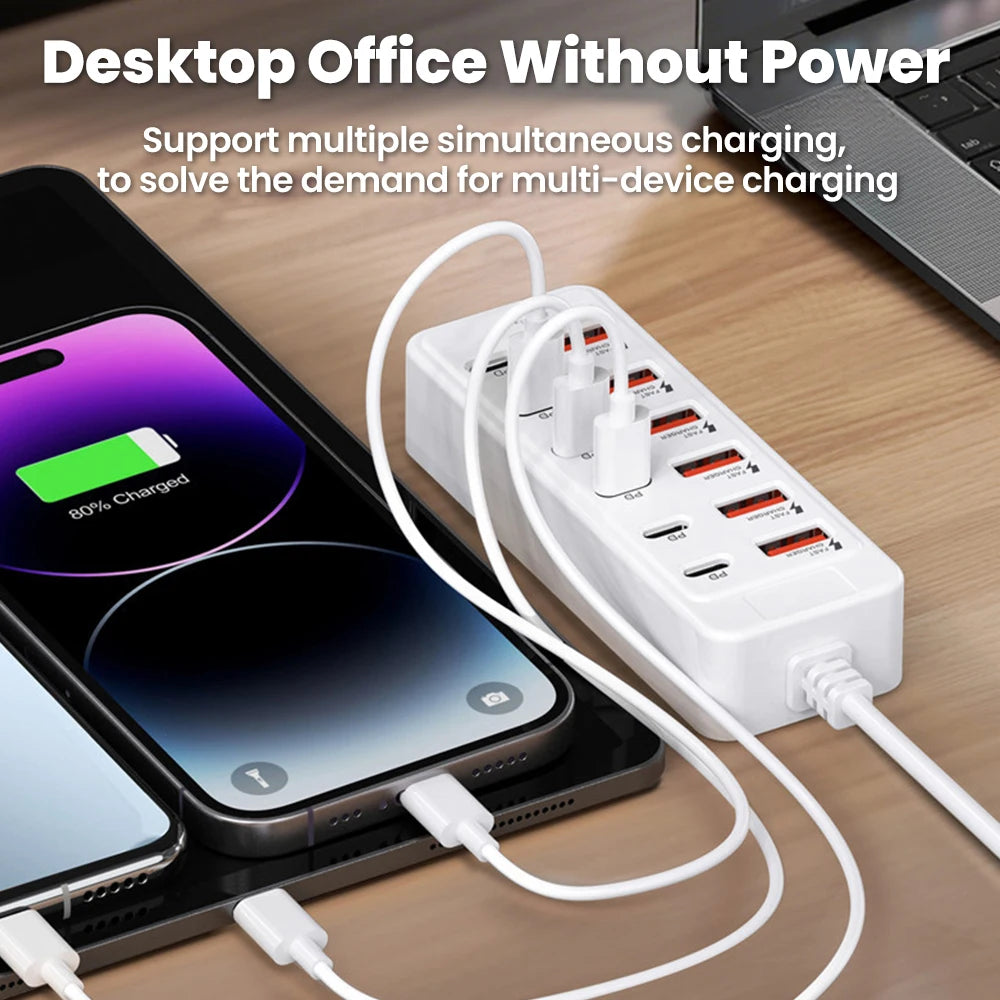 12-in-1 USB Charging Station with Fast Charging Capability and 1M Cord for Home and Office Use