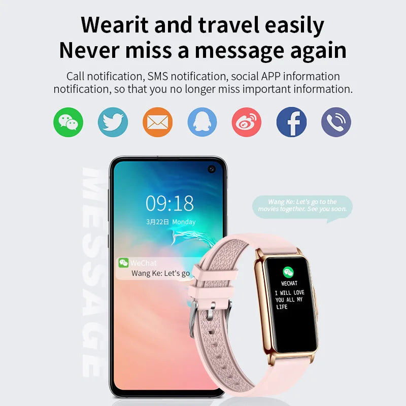 Android IOS Smart Bracelet Women Smartwatch Men Heart Rate Blood Oxygen Waterproof Sport Smart Band Watch for Ladies +Gift